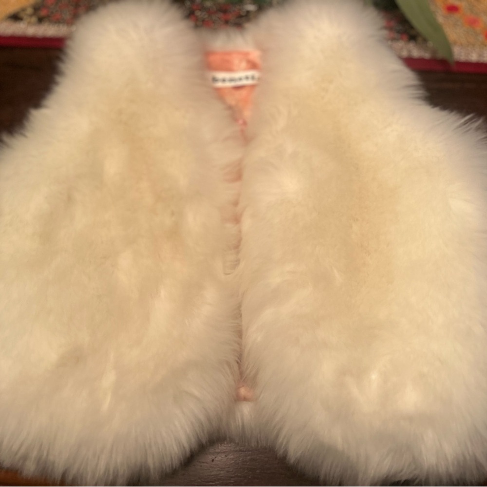 Elegant Cream Faux Fur Vest for Kids